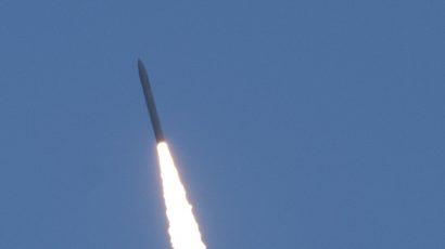 A Missile Defense Agency flight test of a ground-based interceptor, launched from Vandenberg Air Force Base, Calif. in June 2014.