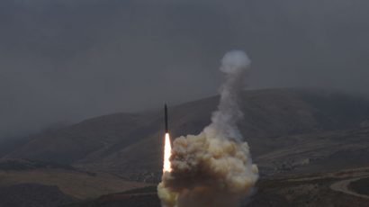 Launch of a missile defense interceptor from Vandenburg Air Force Base in California.