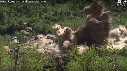 Destruction of North Korea's Punggye-ri Nuclear Test Site. Photo credit: Voice of America