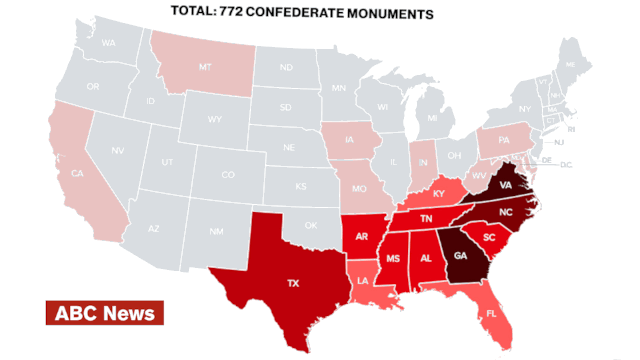 climate change confederate monuments maps