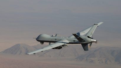 An MQ-9 Reaper flies a combat mission over southern Afghanistan. (Photo credit: US Air Force / Lt. Col. Leslie Pratt)