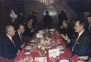 Former US President George H.W. Bush with former Soviet leader Mikhail Gorbachev. Credit: National Archives and Records Administration
