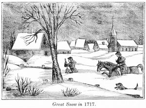 woodcut 1717 great snow Massachusetts