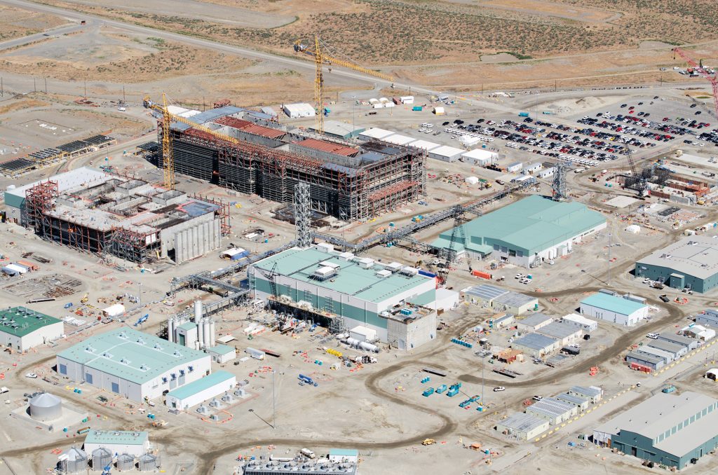 The Hanford Tank Waste Treatment and Immobilization Plant, also known as the Vit Plant, covers 65 acres with four nuclear facilities in southeastern Washington state. Credit: Bechtel National