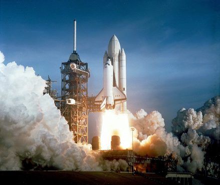 The Space Shuttle Program was intended to generate commercial income. The program grew dependent on military contracts. Credit: NASA. 