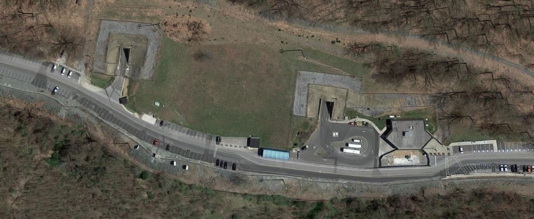 Satellite image of the Raven Rock Mountain Complex shows two entrances to the underground bunker. Credit: Google Maps