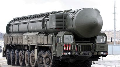 A Russian Topol-M mobile missile at a 2012 parade.