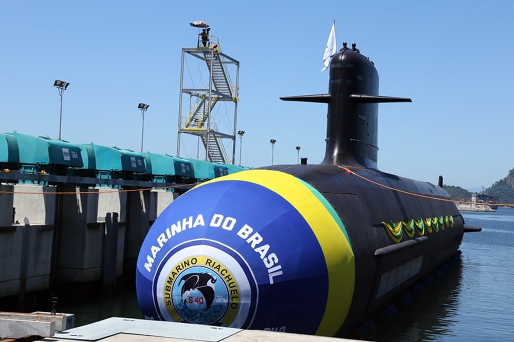 The Brazilian Navy’s first Scorpène-class submarine, launched in December 2018.