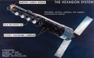 artist's rendering of Hexagon spy satellite in orbit