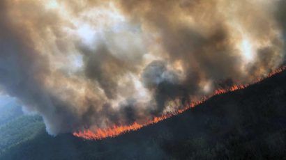 The Rainbow 2 fire, burning near Delta Creek, Alaska, late last month. Photograph: Handout/Reuters