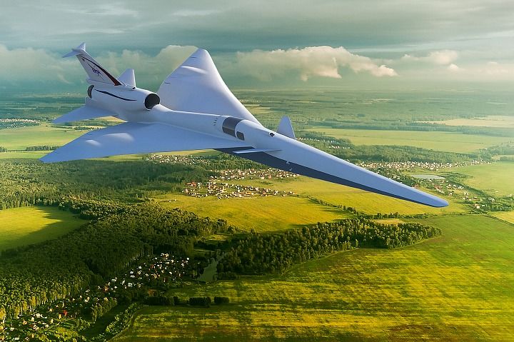 NASA says its X-59 experimental plane will fly at supersonic speeds, but will produce shockwaves that will only make a quiet rumble rather than a loud sonic boom. Credit: NASA