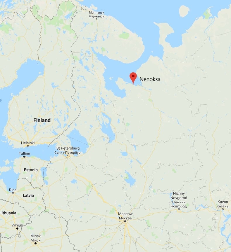 Map showing location of Nenoksa, Russia