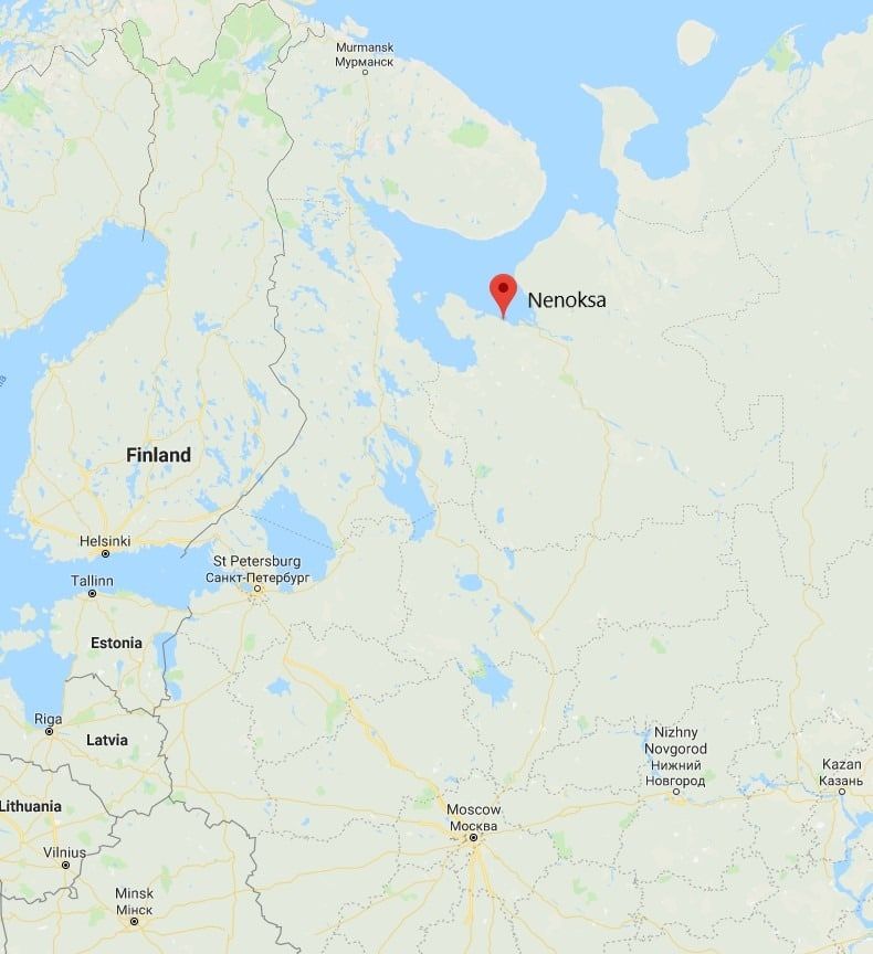 Map showing location of Nenoksa, Russia