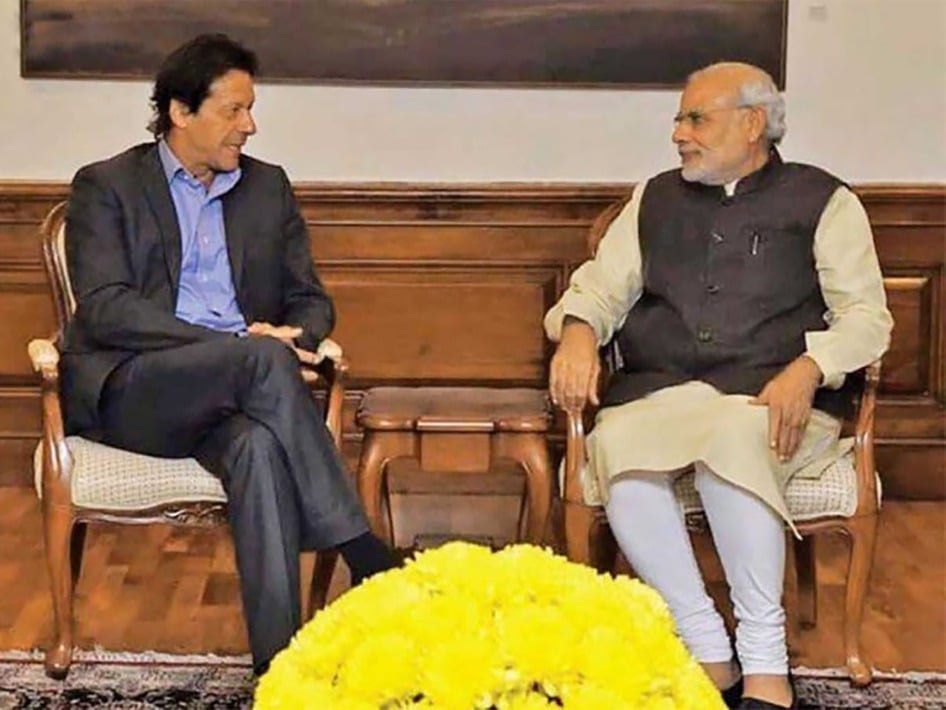 Imran Khan of Pakistan (left) and Narenda Modi of India