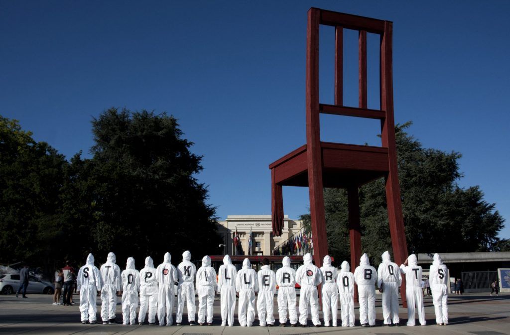 Demonstrators call on countries to ban killer robots