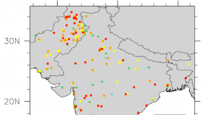 A map showing nuclear strikes during an India-Pakistan war scenario