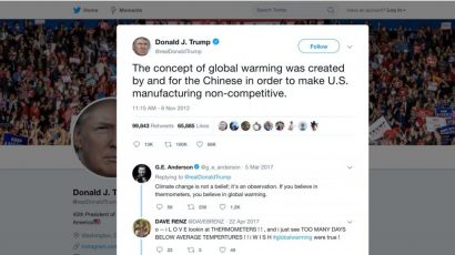 Trump tweet about global warming