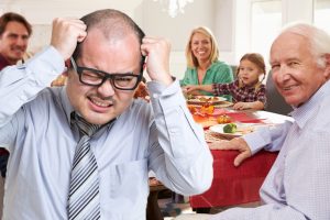 tearing hair out at meal with climate change-denier