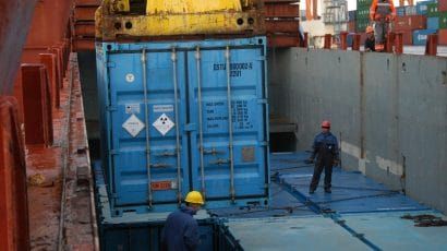 Shipping container with radioactive material