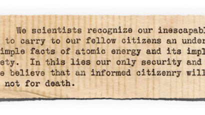 Excerpt from Albert Einstein letter, Emergency Committee of Atomic Scientists, December 1946
