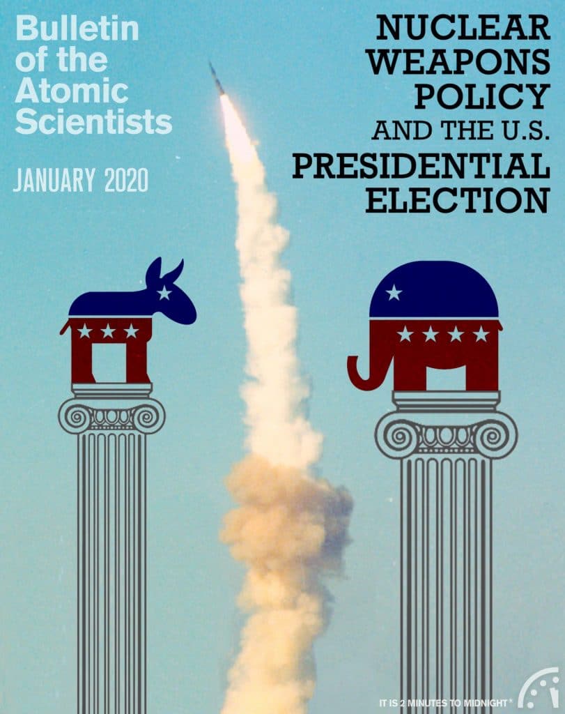 January 2020 bulletin of the atomic scientists magazine cover nuclear weapons united states president election