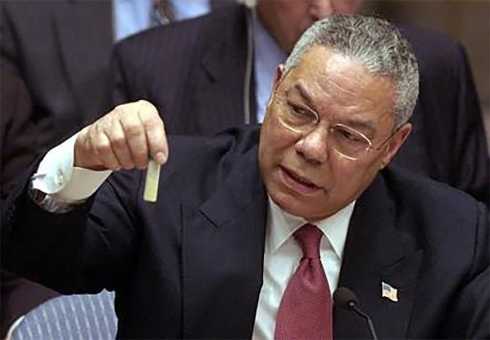Former US Secretary of State Colin Powell at the United Nations. 