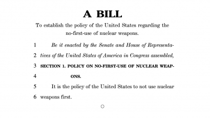 No first use, bill, senate, congress, Elisabeth warren