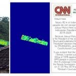 Examples of composite images designed to be used in disinformation campaigns. Left and Center: This anti-Widodo hashtag was added to the building through the use of a digital image-editing tool. The modification was detected by an algorithm that searches images for inconsistencies in the statistics of their pixels. Right: The CNN International logo has been added to a false news story about Widodo.
