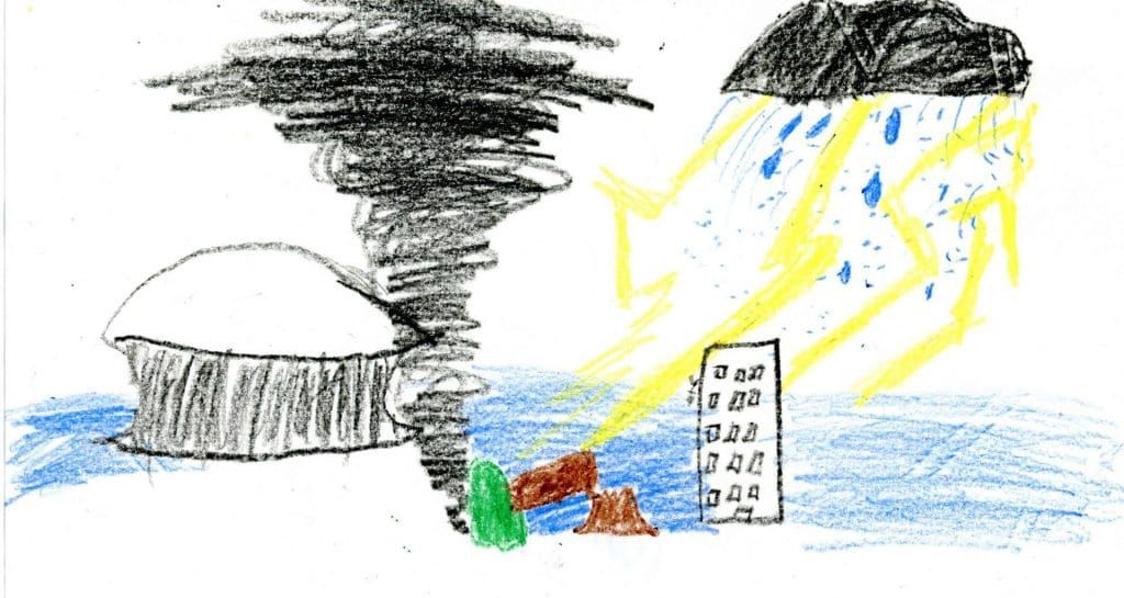 "What Katrina Looked Like," by Joseph, 10-years-old. Credit: Alice Fothergill and Lori Peek from <em>Children of Katrina</em>, 2015