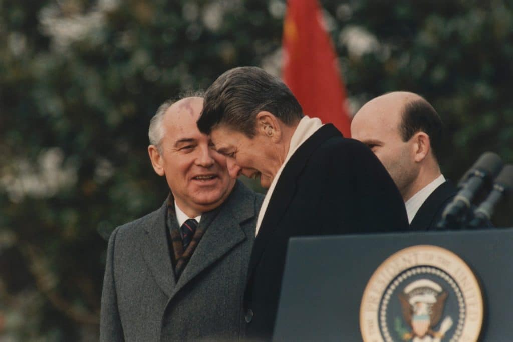 President Ronald Reagan And Soviet Leaders Gorbachev