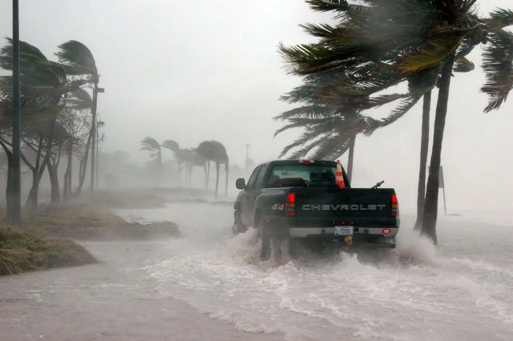 truck driving through high water in Florida storm