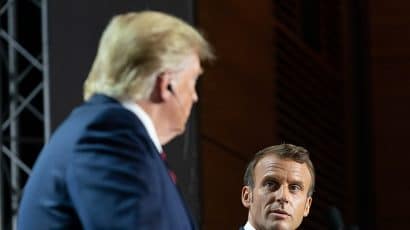 Emmanuel Macron with Donald Trump at the G7 summit in August 2019