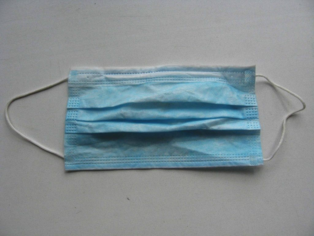 A surgical mask.