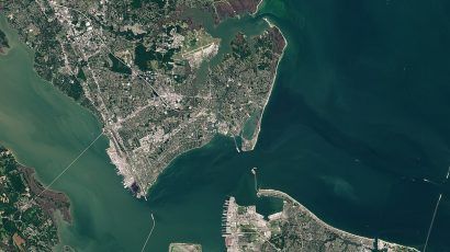 Hampton Roads. (Photo by Copernicus Sentinel-2, ESA.)
