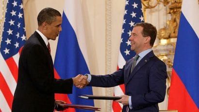 Presidents Obama and Medvedev sign New START in 2010.