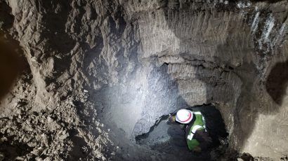 miner in permafrost tunnel in Alaska