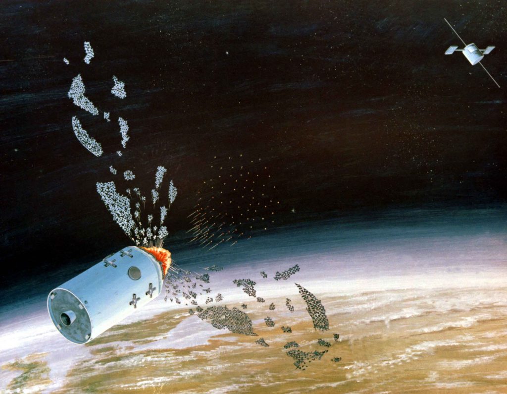 An artistic rendering of an anti-satellite weapon.