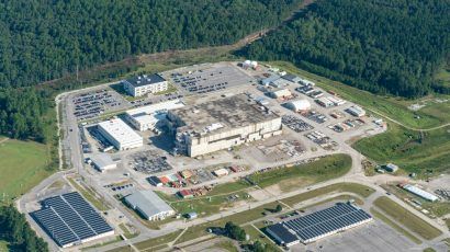 The troubled Mixed-oxide Fuel Fabrication Facility project at the Savannah River Site is proposed to be transformed into a plutonium pit production facility. Photo (c) Timothy Mousseau, 2019.