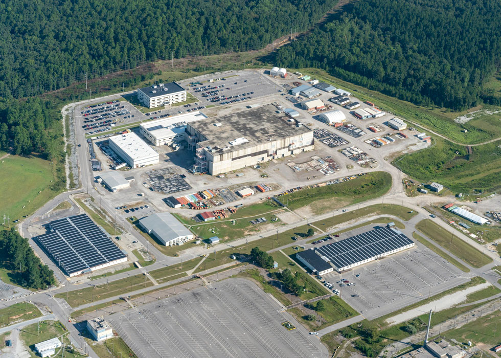 The troubled Mixed-oxide Fuel Fabrication Facility project at the Savannah River Site is proposed to be transformed into a plutonium pit production facility. Photo (c) Timothy Mousseau, 2019.