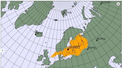 Map showing possible source region for radioisotopes detected by Swedish monitoring station on June 22 and 23, 2020.