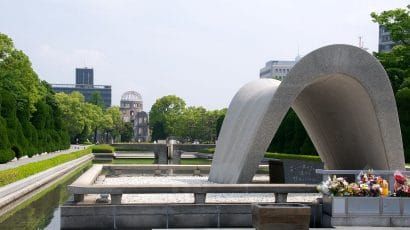 The Memorial Cenotaph at Hiroshima Peace Memorial Park, 2012.