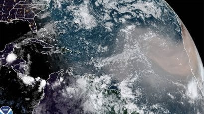 dust cloud seen from space satellite