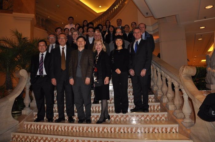 Nancy Cox (front row, right) and other WHO collaborating center directors met with Chinese officials in November 2009 to establish a fifth collaborating center in Beijing. (Chinese Center for Disease Control and Prevention)