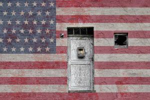Painting of American flag on wall exterior