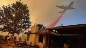 Plane releases fire retardant