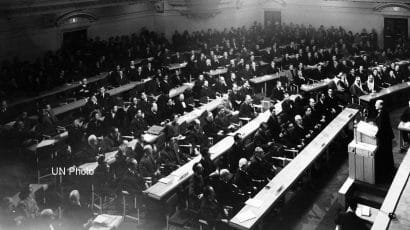 The first meeting of the United Nations General Assembly, January 1946, London.