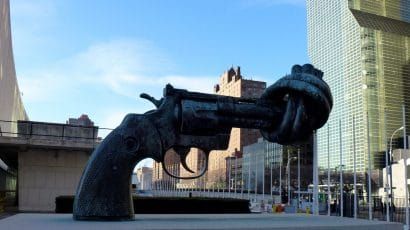 Non-Violence, a sculpture outside the UN building in New York.