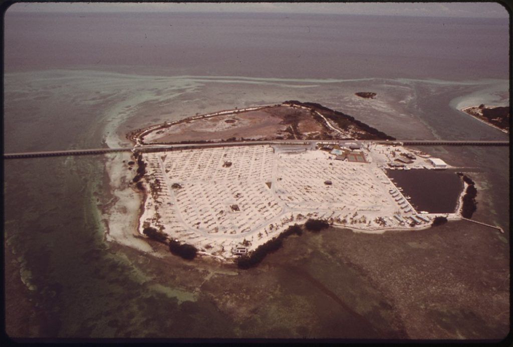 Aerial photo of trailer park in Florida Keys