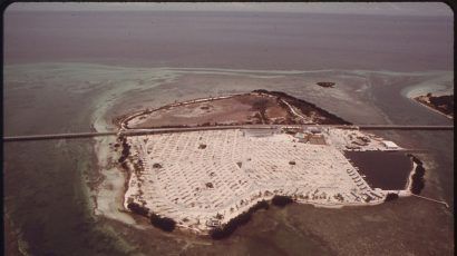Aerial photo of trailer park in Florida Keys