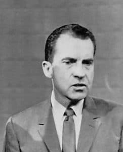 B/W photo of Richard Nixon during 1960 presidential debate